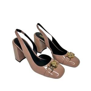 NIB Versace Medusa Slingback Pumps EU 40 US 10 Nude Beige Patent Leather $1,195